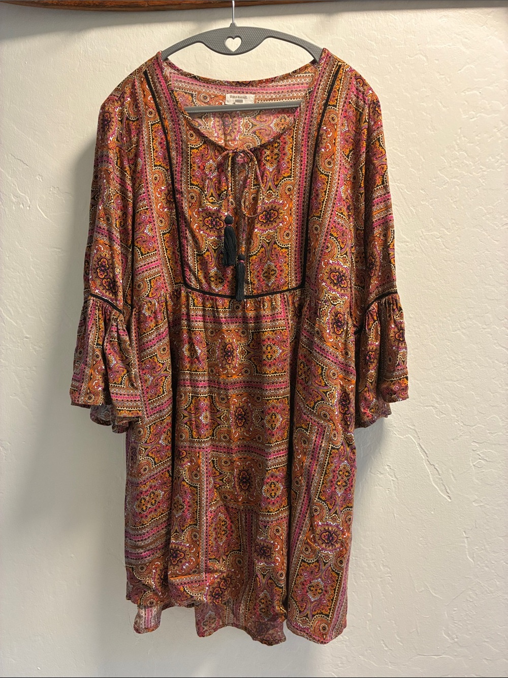 Cost Plus World Market Pink and Orange Paisley Print Dress Size Small/Medium